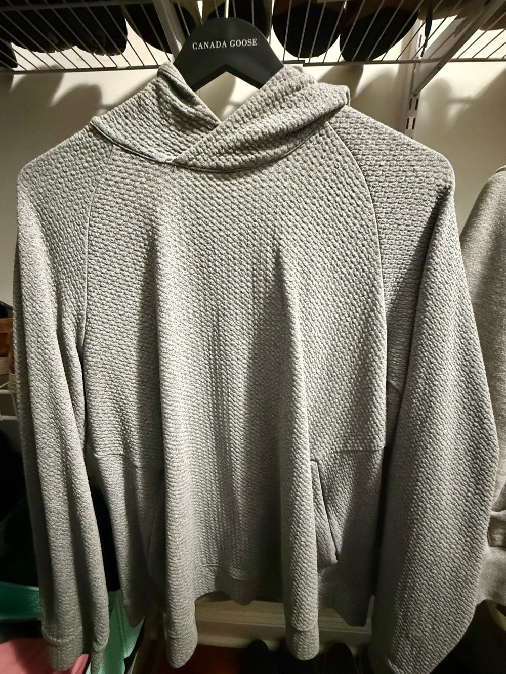 Lululemon Men's Light Gray Textured Hoodie Sweater
